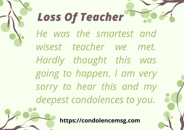 teacher messages condolence death condolences